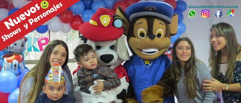 Montaje de fiesta temática infantil con personajes animados